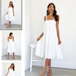 York Tiered Midi White Dress